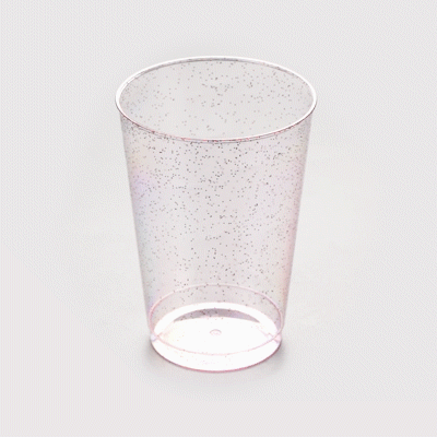 Chef 101 12 oz Pink Glitter Plastic Tumbler - 3" x 3" x 4 1/4" - 500 count box