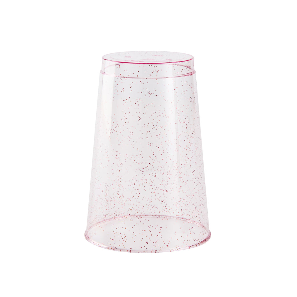 Chef 101 12 oz Pink Glitter Plastic Tumbler - 3" x 3" x 4 1/4" - 500 count box