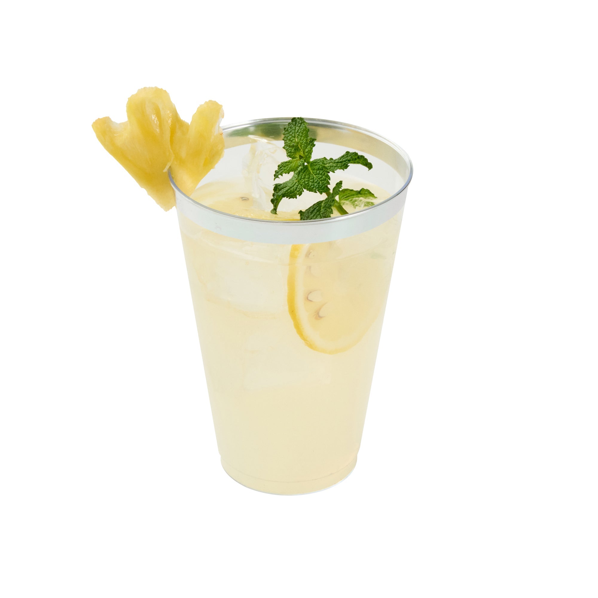 Chef 101 14 oz Clear Plastic Tumbler - with Silver Rim - 3 1/4" x 3 1/4" x 4 3/4" - 20 count box