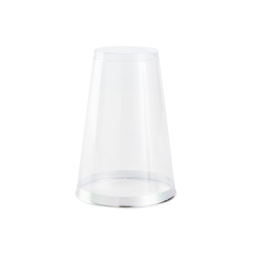 Chef 101 14 oz Clear Plastic Tumbler - with Silver Rim - 3 1/4" x 3 1/4" x 4 3/4" - 20 count box