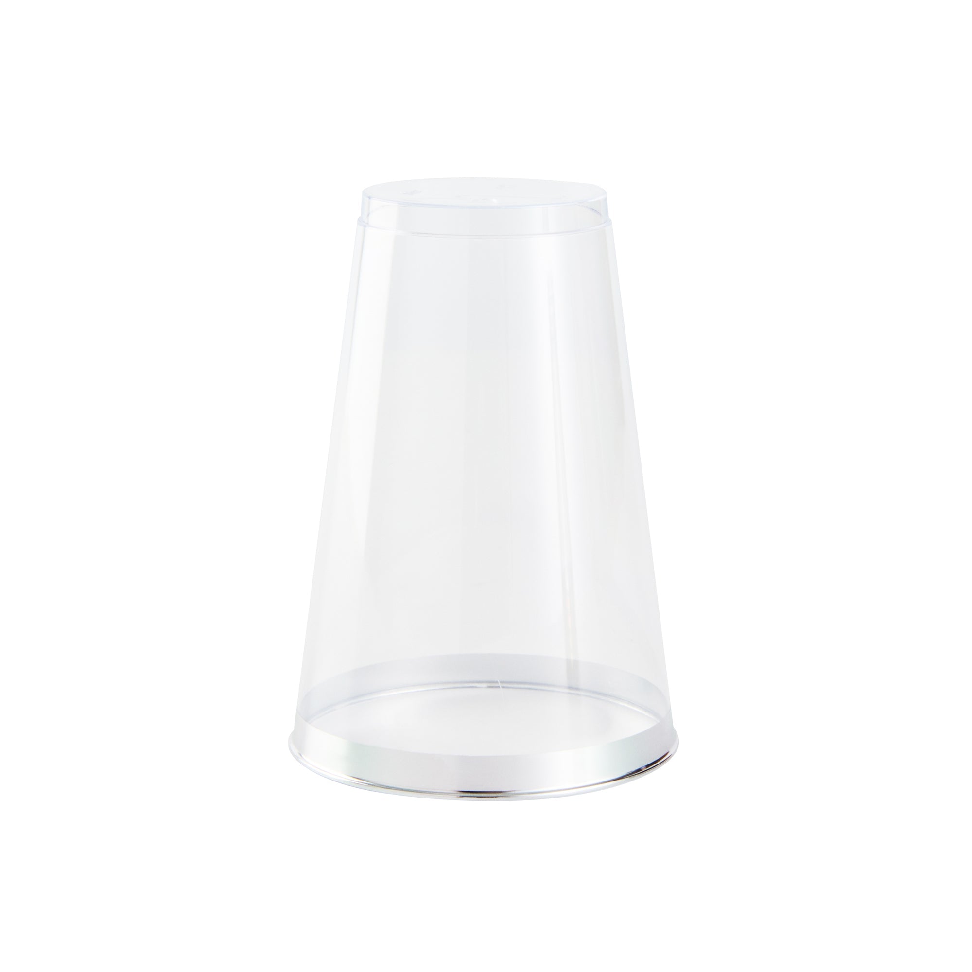 Chef 101 14 oz Clear Plastic Tumbler - with Silver Rim - 3 1/4" x 3 1/4" x 4 3/4" - 20 count box