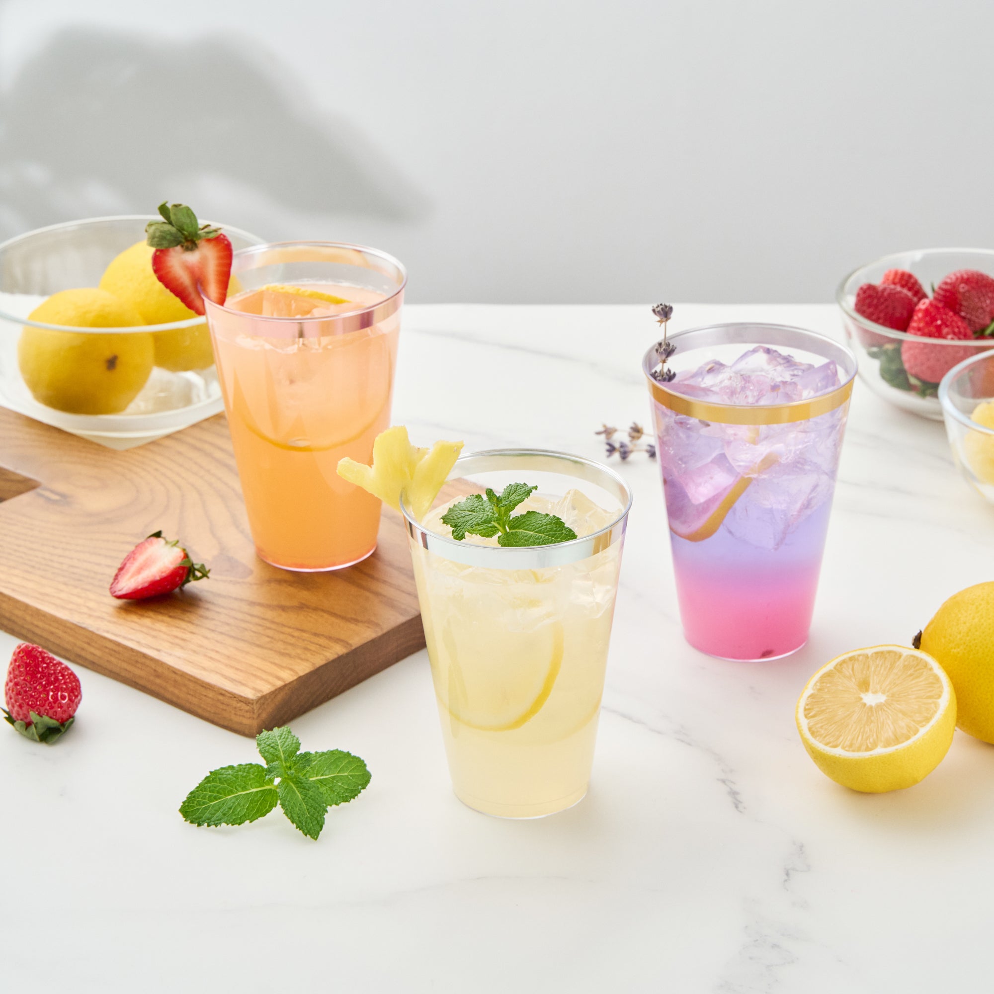 Chef 101 14 oz Clear Plastic Tumbler - with Silver Rim - 3 1/4" x 3 1/4" x 4 3/4" - 500 count box