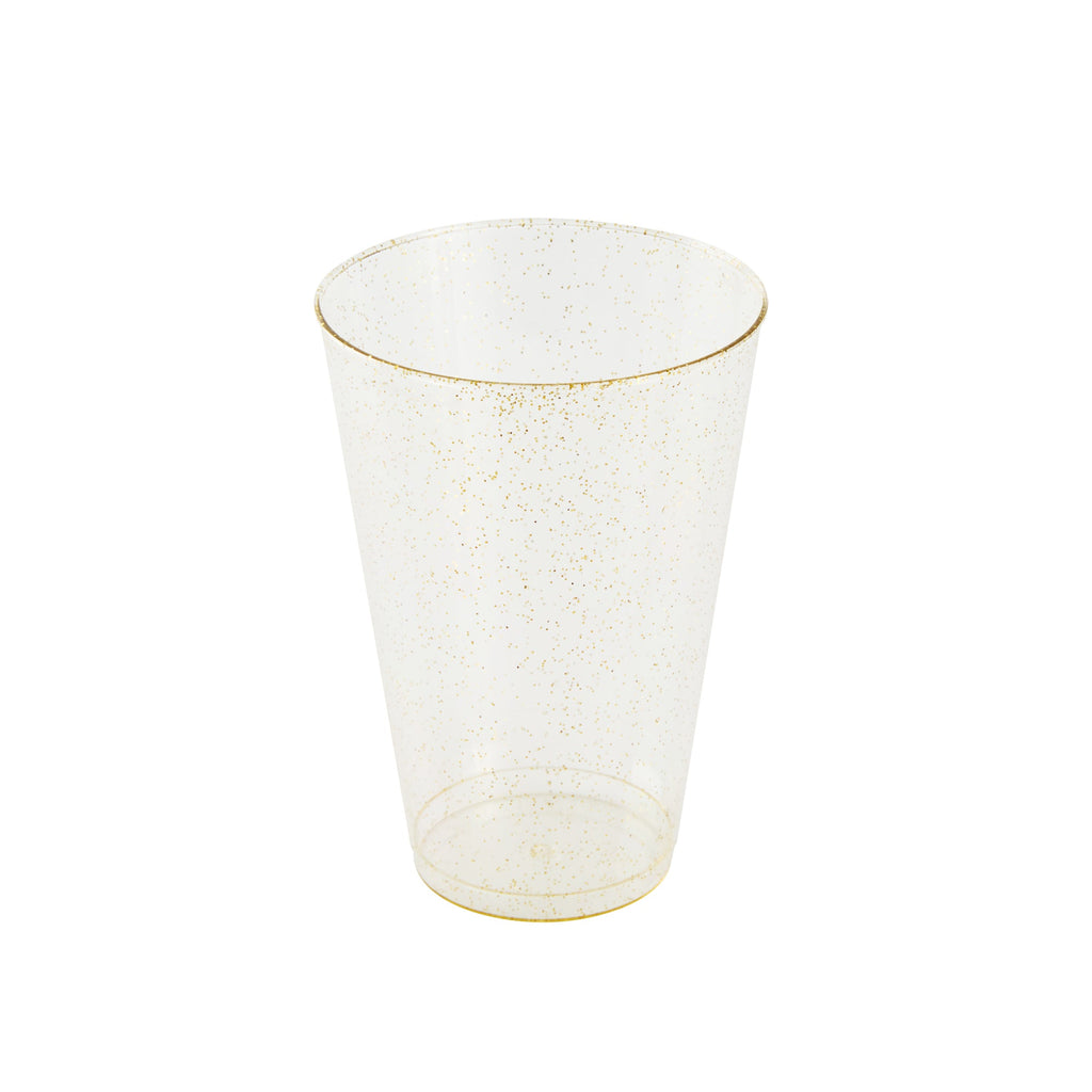 Chef 101 14 oz Gold Glitter Plastic Tumbler - 3 1/4" x 3 1/4" x 4 3/4" - 500 count box