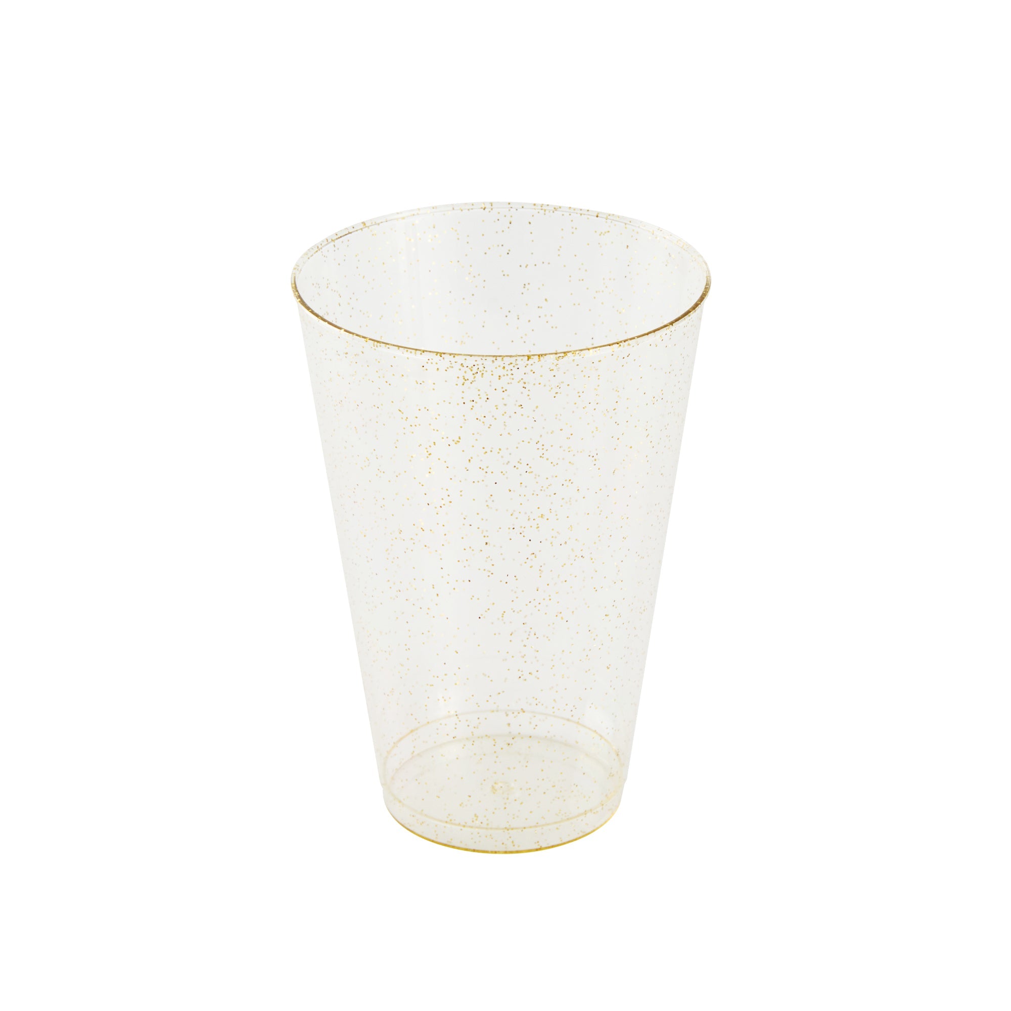 Chef 101 14 oz Gold Glitter Plastic Tumbler - 3 1/4" x 3 1/4" x 4 3/4" - 500 count box