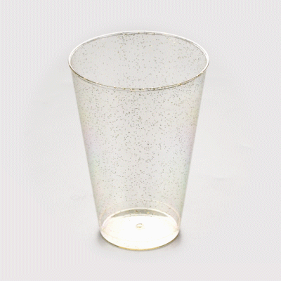 Chef 101 14 oz Gold Glitter Plastic Tumbler - 3 1/4" x 3 1/4" x 4 3/4" - 20 count box