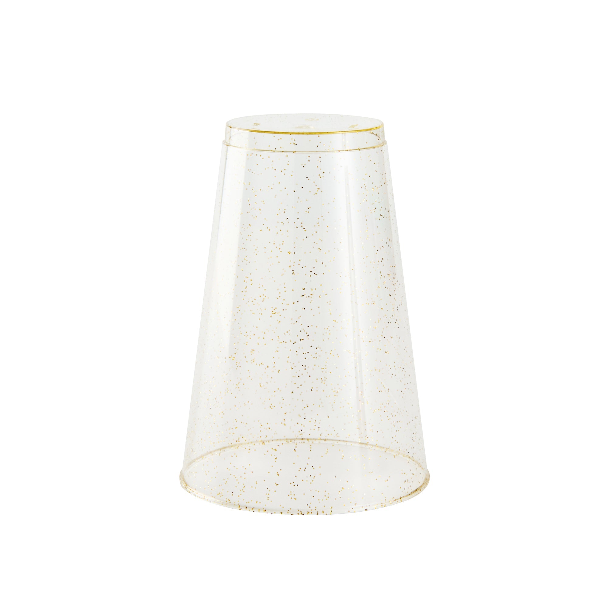 Chef 101 14 oz Gold Glitter Plastic Tumbler - 3 1/4" x 3 1/4" x 4 3/4" - 20 count box