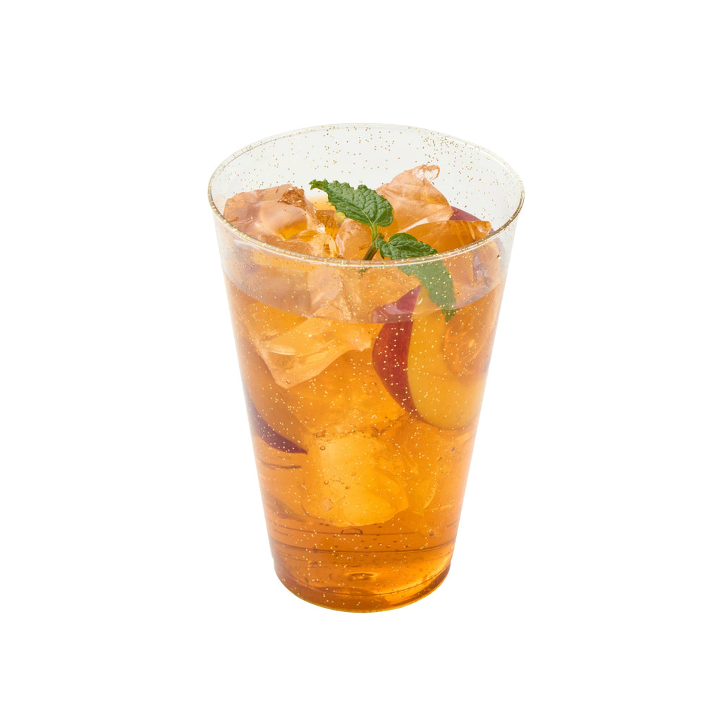 Chef 101 14 oz Gold Glitter Plastic Tumbler - 3 1/4" x 3 1/4" x 4 3/4" - 500 count box