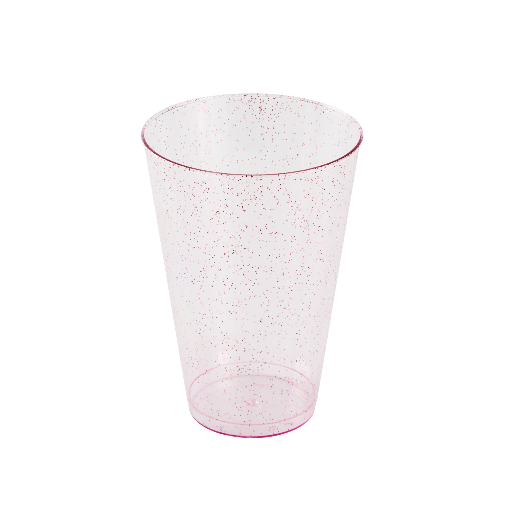 Chef 101 14 oz Pink Glitter Plastic Tumbler - 3 1/4" x 3 1/4" x 4 3/4" - 20 count box