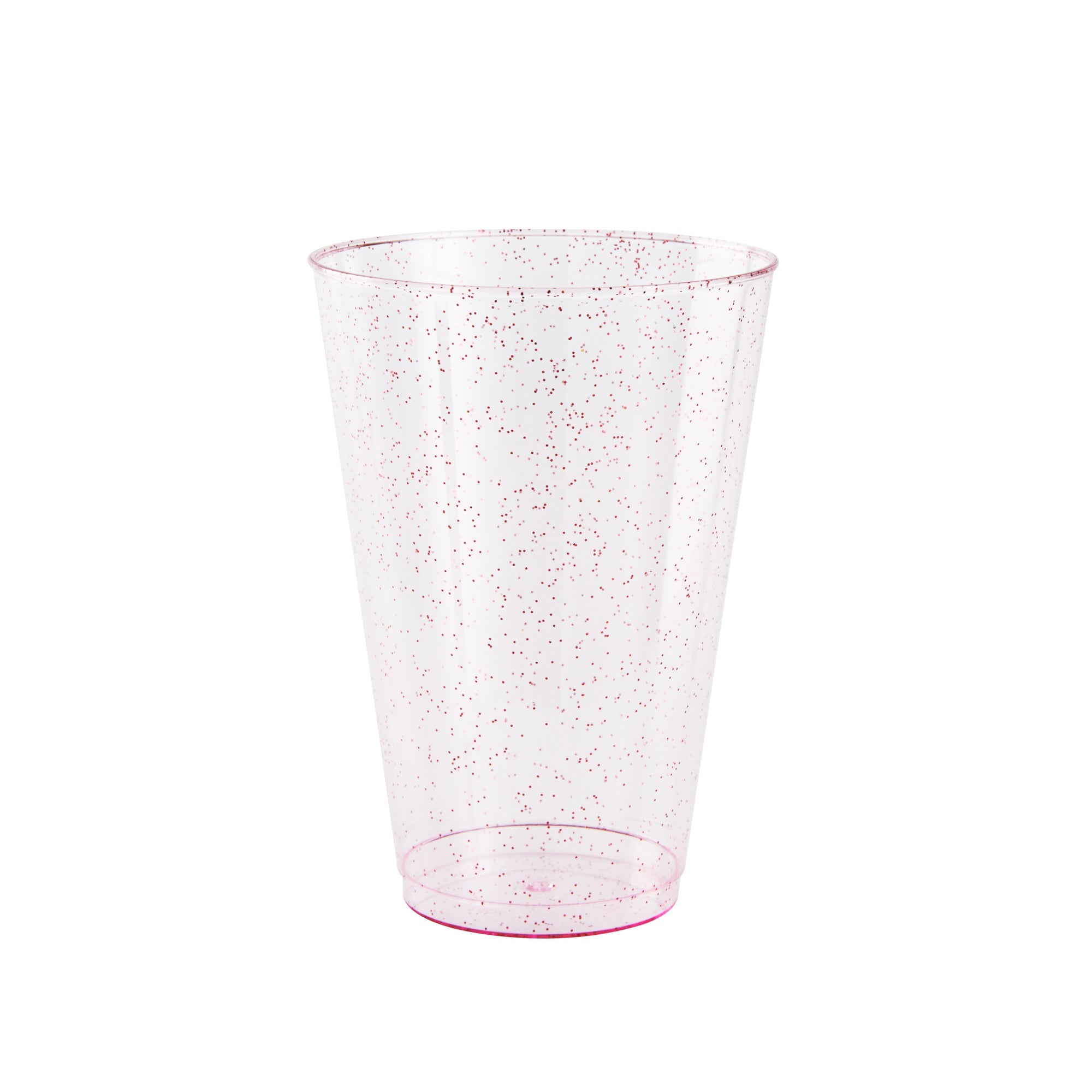 Chef 101 14 oz Pink Glitter Plastic Tumbler - 3 1/4" x 3 1/4" x 4 3/4" - 20 count box