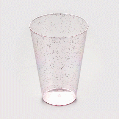 Chef 101 14 oz Pink Glitter Plastic Tumbler - 3 1/4" x 3 1/4" x 4 3/4" - 500 count box