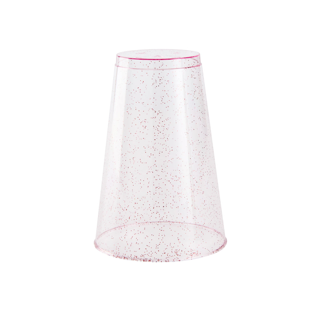 Chef 101 14 oz Pink Glitter Plastic Tumbler - 3 1/4" x 3 1/4" x 4 3/4" - 500 count box