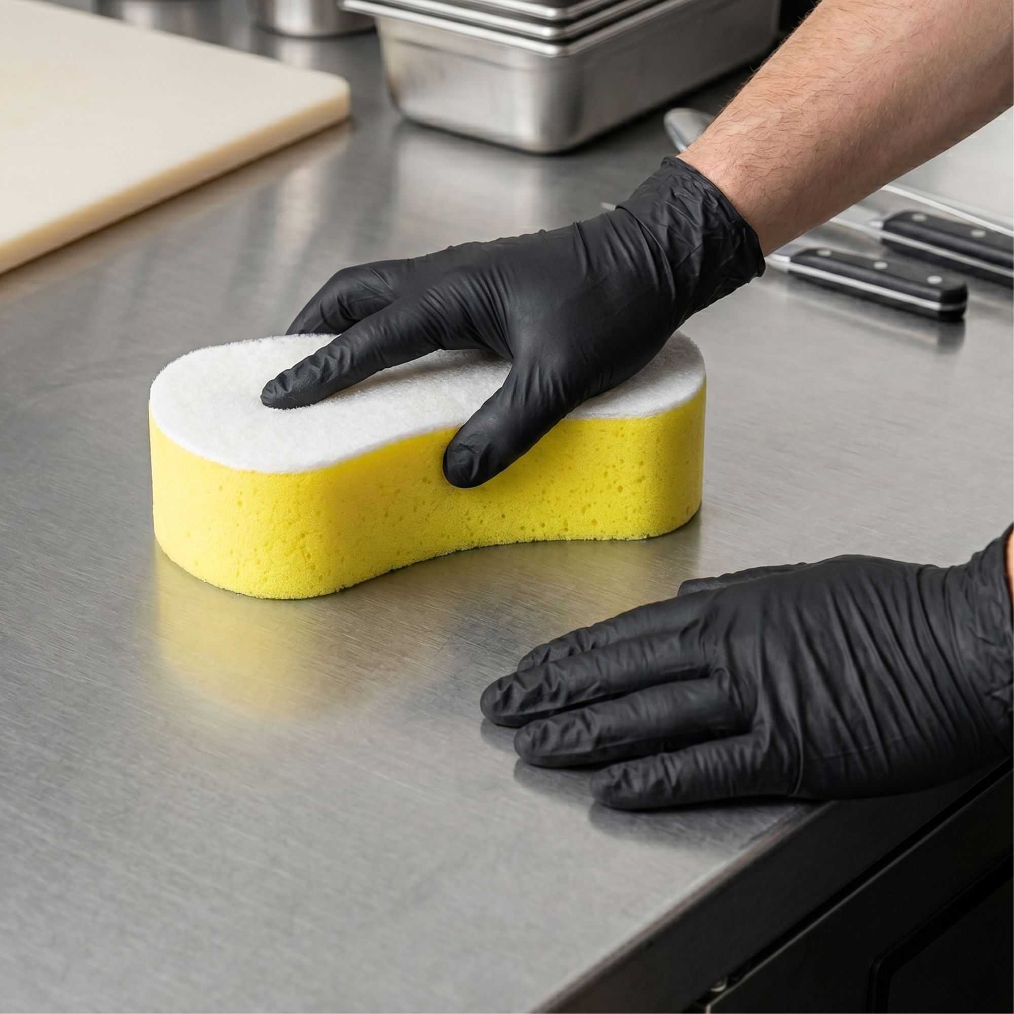 Clean Tek Professional Jumbo Yellow Sponge / White Light-Duty Scouring Pad Combo - 9 1/2" x 5" x 2 3/4" - 1 count box