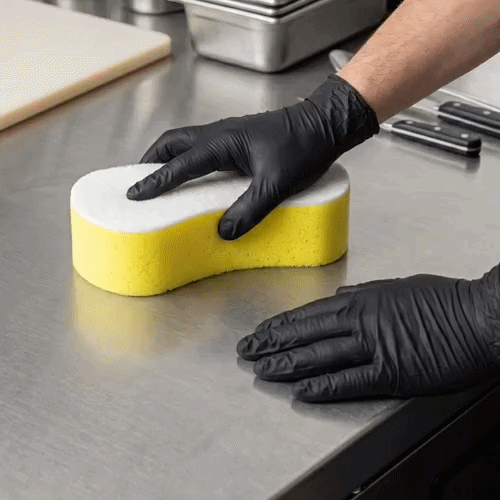 Clean Tek Professional Jumbo Yellow Sponge / White Light-Duty Scouring Pad Combo - 9 1/2" x 5" x 2 3/4" - 100 count box