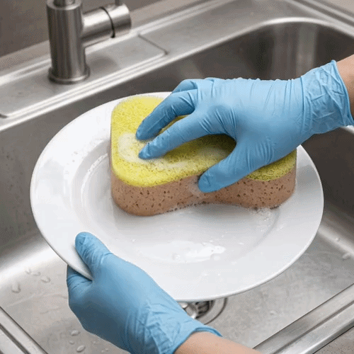 Clean Tek Professional Jumbo Beige Grip Sponge / Yellow Scouring Pad Combo - 7 3/4" x 5" x 2 1/4" - 1 count box