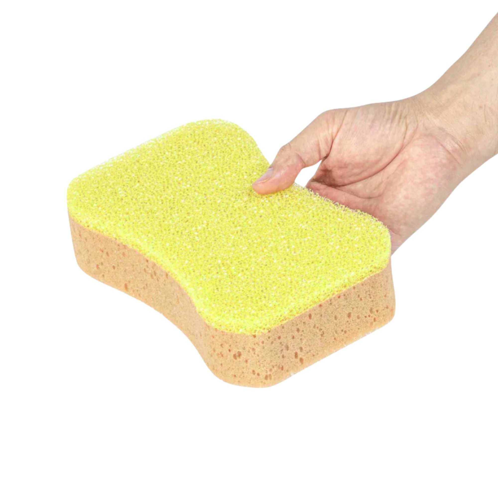 Clean Tek Professional Jumbo Beige Grip Sponge / Yellow Scouring Pad Combo - 7 3/4" x 5" x 2 1/4" - 100 count box