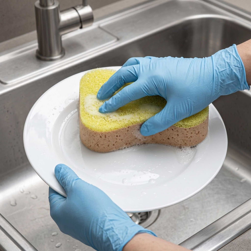 Clean Tek Professional Jumbo Beige Grip Sponge / Yellow Scouring Pad Combo - 7 3/4" x 5" x 2 1/4" - 100 count box