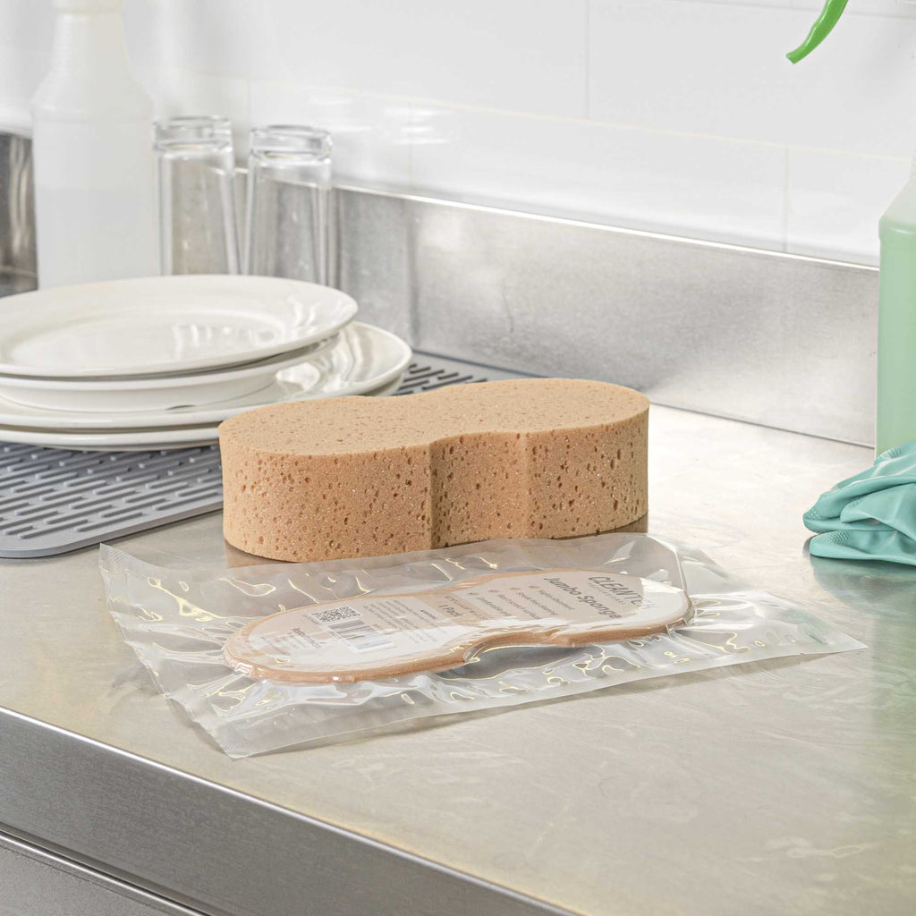 Clean Tek Professional Jumbo Beige Sponge - 8 3/4" x 4 1/4" x 2 1/4" - 1 count box