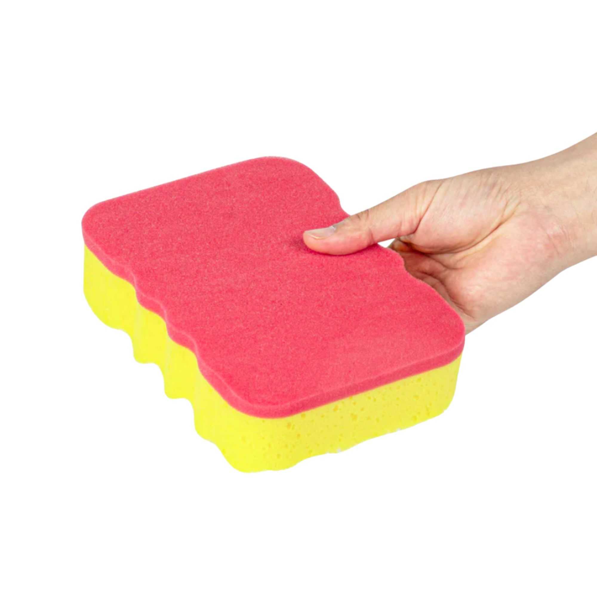 Clean Tek Professional Jumbo Yellow Grip Sponge / Red Scouring Pad Combo - 7 1/2" x 5" x 2" - 1 count box