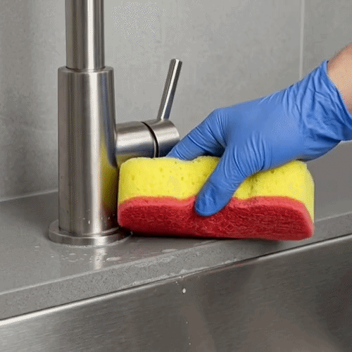 Clean Tek Professional Jumbo Yellow Grip Sponge / Red Scouring Pad Combo - 7 1/2" x 5" x 2" - 1 count box