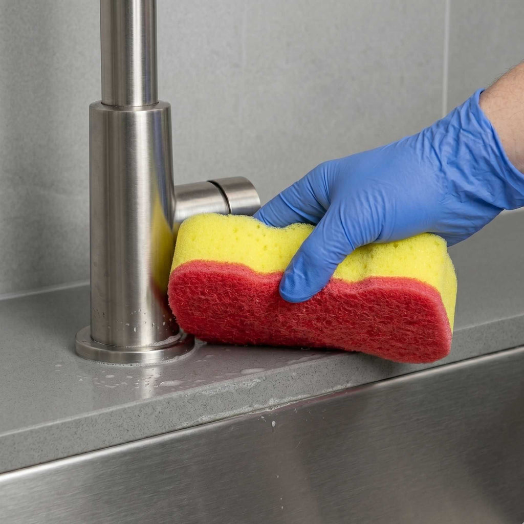 Clean Tek Professional Jumbo Yellow Grip Sponge / Red Scouring Pad Combo - 7 1/2" x 5" x 2" - 1 count box