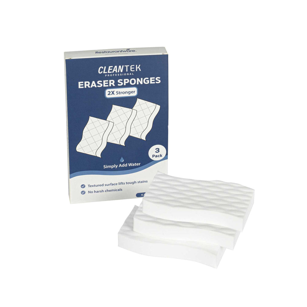Clean Tek Professional Extra Power White Eraser Sponge - Textured - 4 1/2" x 2 1/2" x 3/4" - 3 count box