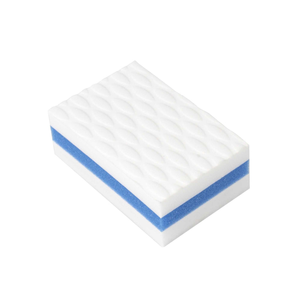 Clean Tek Professional White and Blue Triple Layer Melamine Eraser Sponge - 4 1/4" x 2 3/4" x 1 1/2" - 3 count box