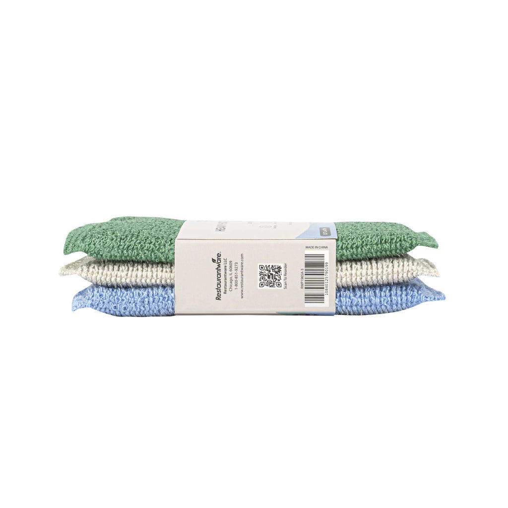 Clean Tek Professional Dual-Sided Heavy-Duty Multi-Purpose Scrub Sponge - Blue, Beige, and Green, Non-Scratch - 5 1/2" x 4" - 3 count box