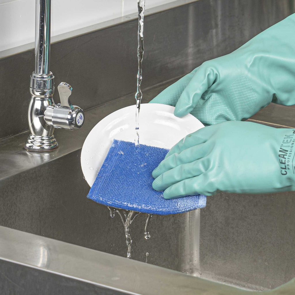 Clean Tek Professional Dual-Sided Heavy-Duty Multi-Purpose Scrub Sponge - Blue, Beige, and Green, Non-Scratch - 5 1/2" x 4" - 3 count box