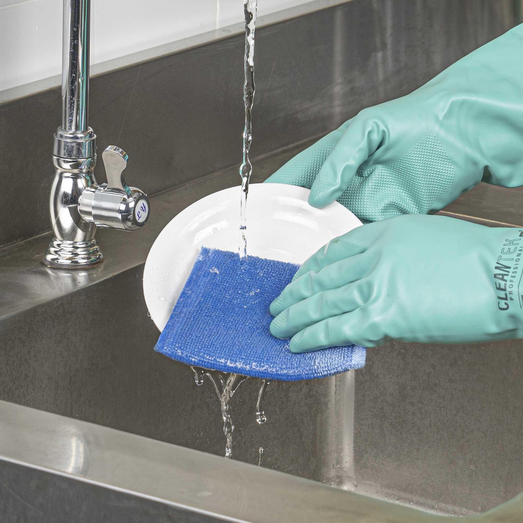 Clean Tek Professional Dual-Sided Heavy-Duty Multi-Purpose Scrub Sponge - Blue, Beige, and Green, Non-Scratch - 5 1/2" x 4" - 3 count box