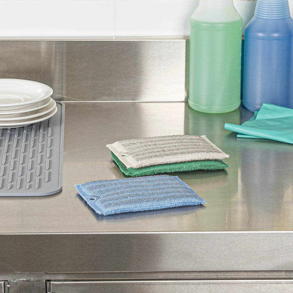 Clean Tek Professional Dual-Sided Heavy-Duty Multi-Purpose Scrub Sponge - Blue, Beige, and Green, Non-Scratch - 5 1/2" x 4" - 60 count box