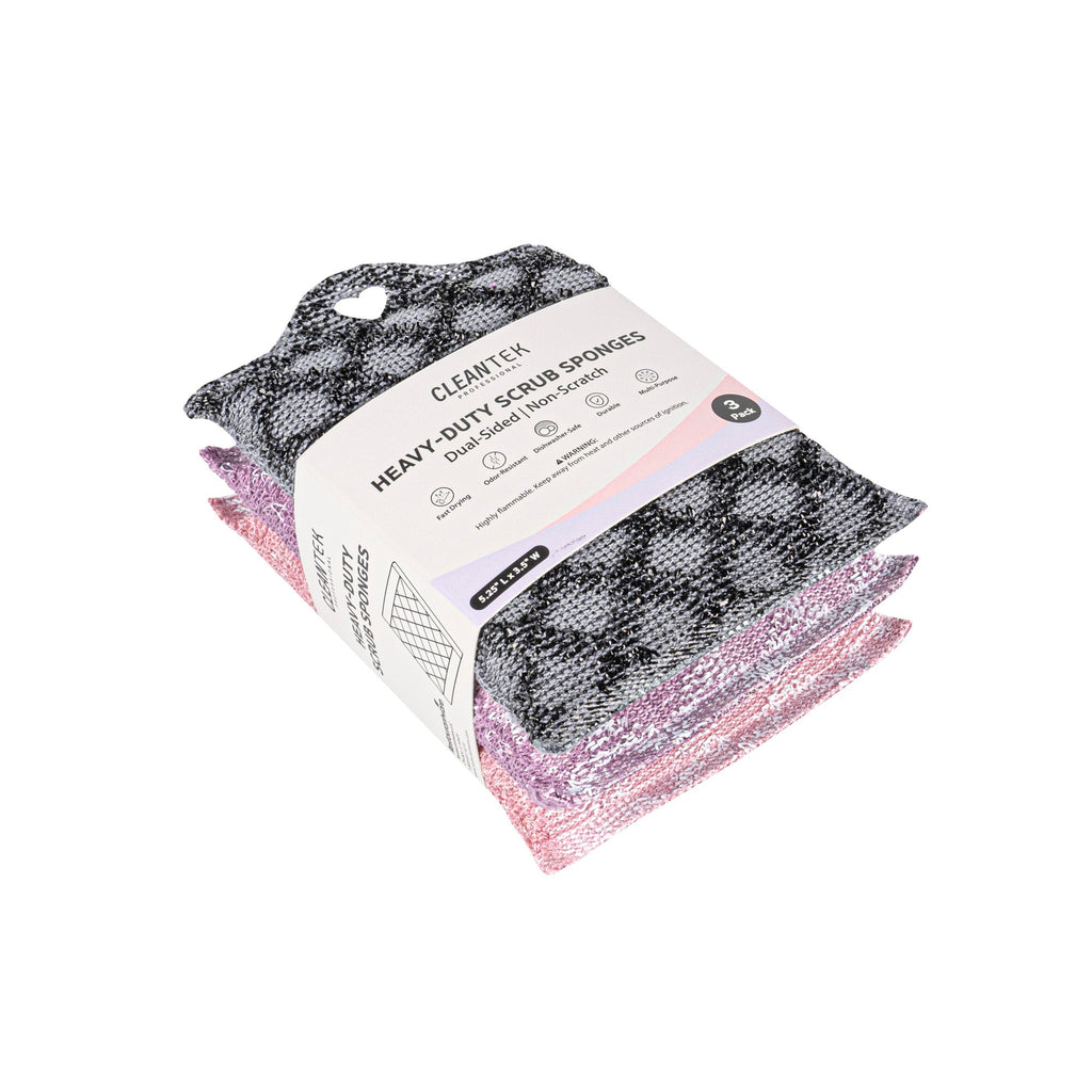 Clean Tek Professional Dual-Sided Multi-Purpose Assorted Scrub Sponge - Diamond Pattern, Non-Scratch - 5 1/4" x 3 1/2" x 3/4" - 60 count box