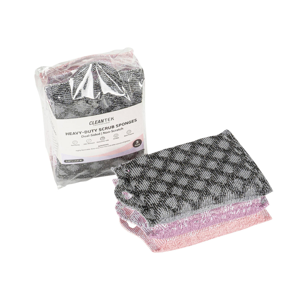 Clean Tek Professional Dual-Sided Multi-Purpose Assorted Scrub Sponge - Diamond Pattern, Non-Scratch - 5 1/4" x 3 1/2" x 3/4" - 60 count box