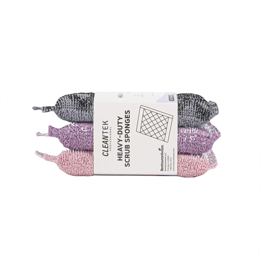 Clean Tek Professional Dual-Sided Multi-Purpose Assorted Scrub Sponge - Diamond Pattern, Non-Scratch - 5 1/4" x 3 1/2" x 3/4" - 3 count box