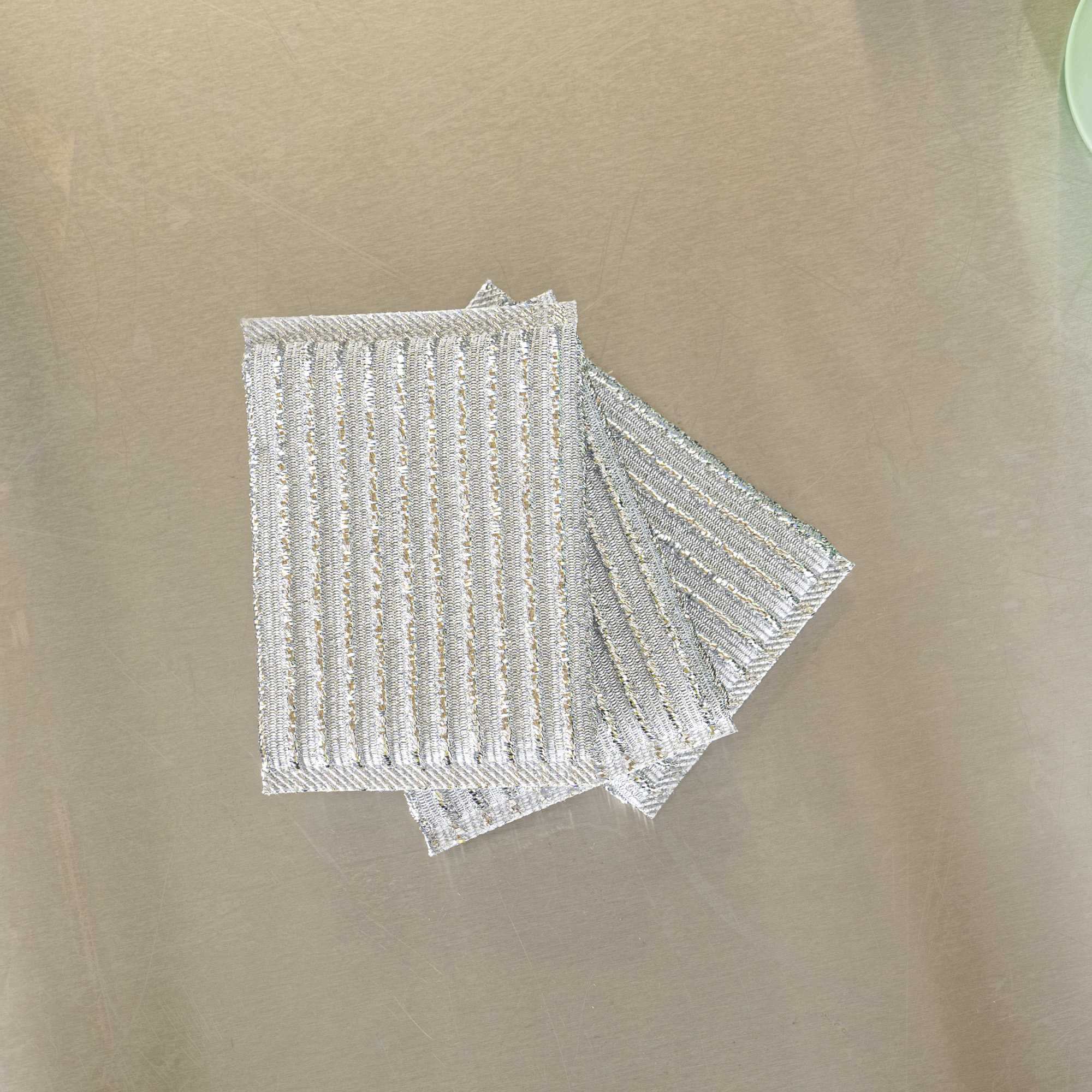 Clean Tek Professional Multi-Purpose Silver Scrub Sponge - Striped Texture, Non-Scratch - 5" x 3 1/4" x 1/2" - 3 count box