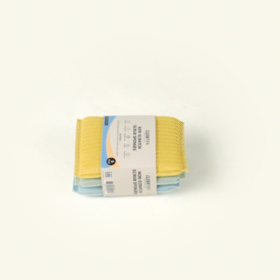 Clean Tek Professional Multi-Purpose Assorted Scrub Sponge - Blue, Yellow, and Green, Non-Scratch - 4 1/2" x 3 1/2" x 3/4" - 3 count box