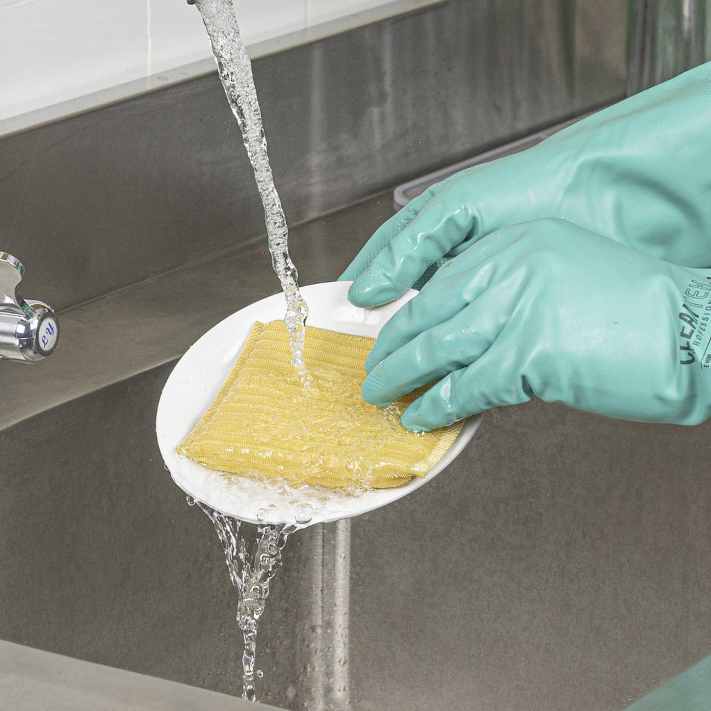 Clean Tek Professional Multi-Purpose Assorted Scrub Sponge - Blue, Yellow, and Green, Non-Scratch - 4 1/2" x 3 1/2" x 3/4" - 3 count box