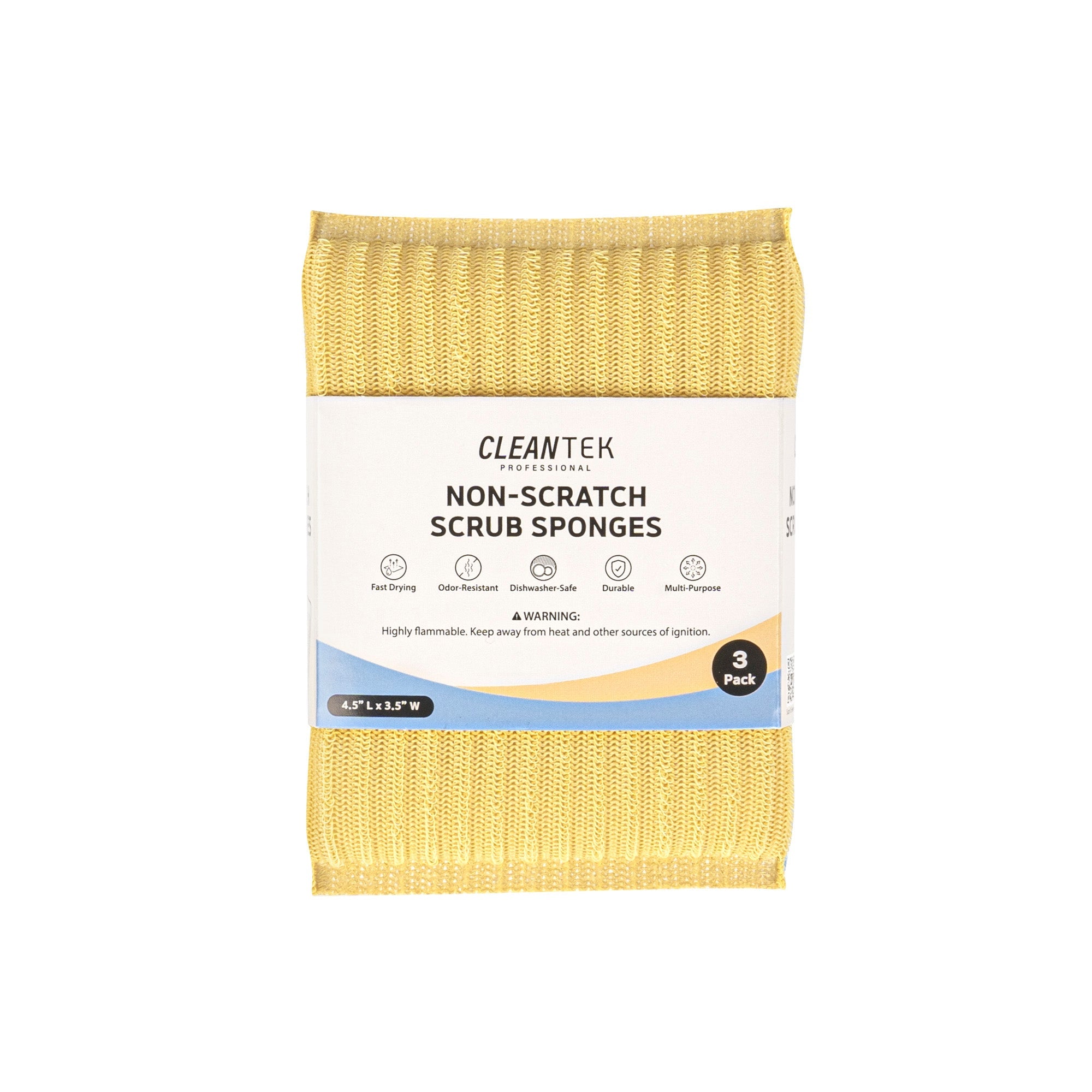 Clean Tek Professional Multi-Purpose Assorted Scrub Sponge - Blue, Yellow, and Green, Non-Scratch - 4 1/2" x 3 1/2" x 3/4" - 60 count box