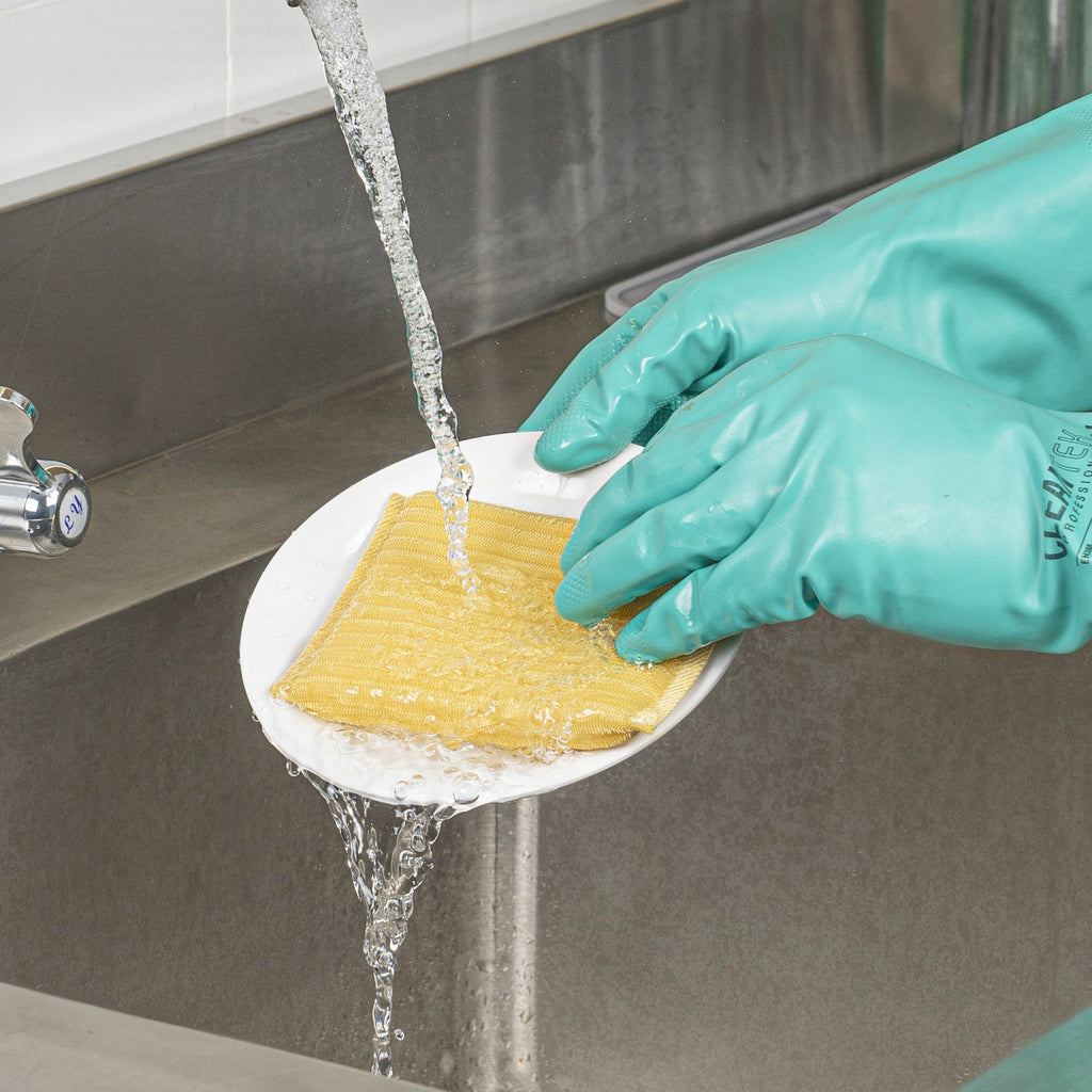 Clean Tek Professional Multi-Purpose Assorted Scrub Sponge - Blue, Yellow, and Green, Non-Scratch - 4 1/2" x 3 1/2" x 3/4" - 60 count box