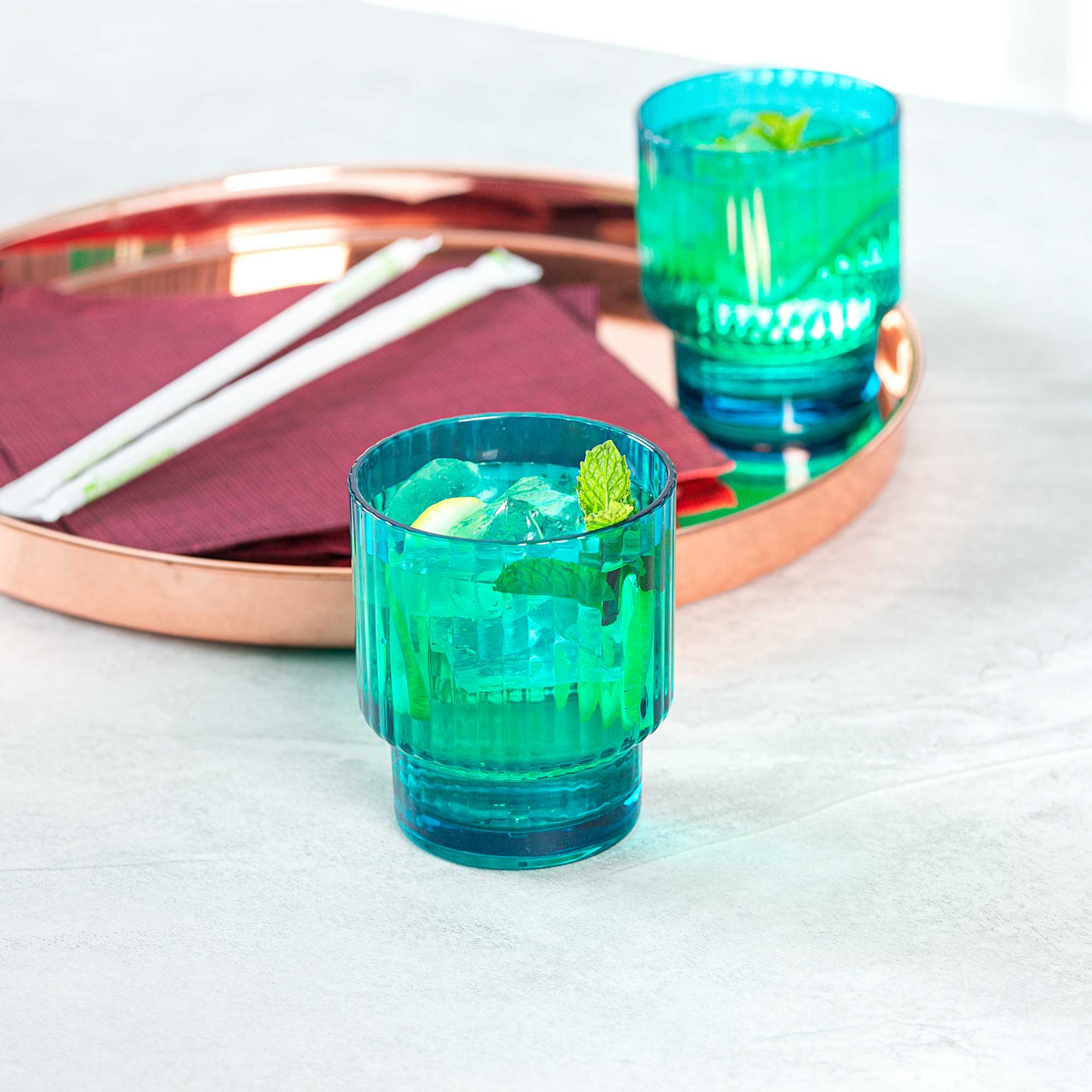 Bev Tek 11 oz Blue SAN Plastic Tumbler - Stackable - 6 count box