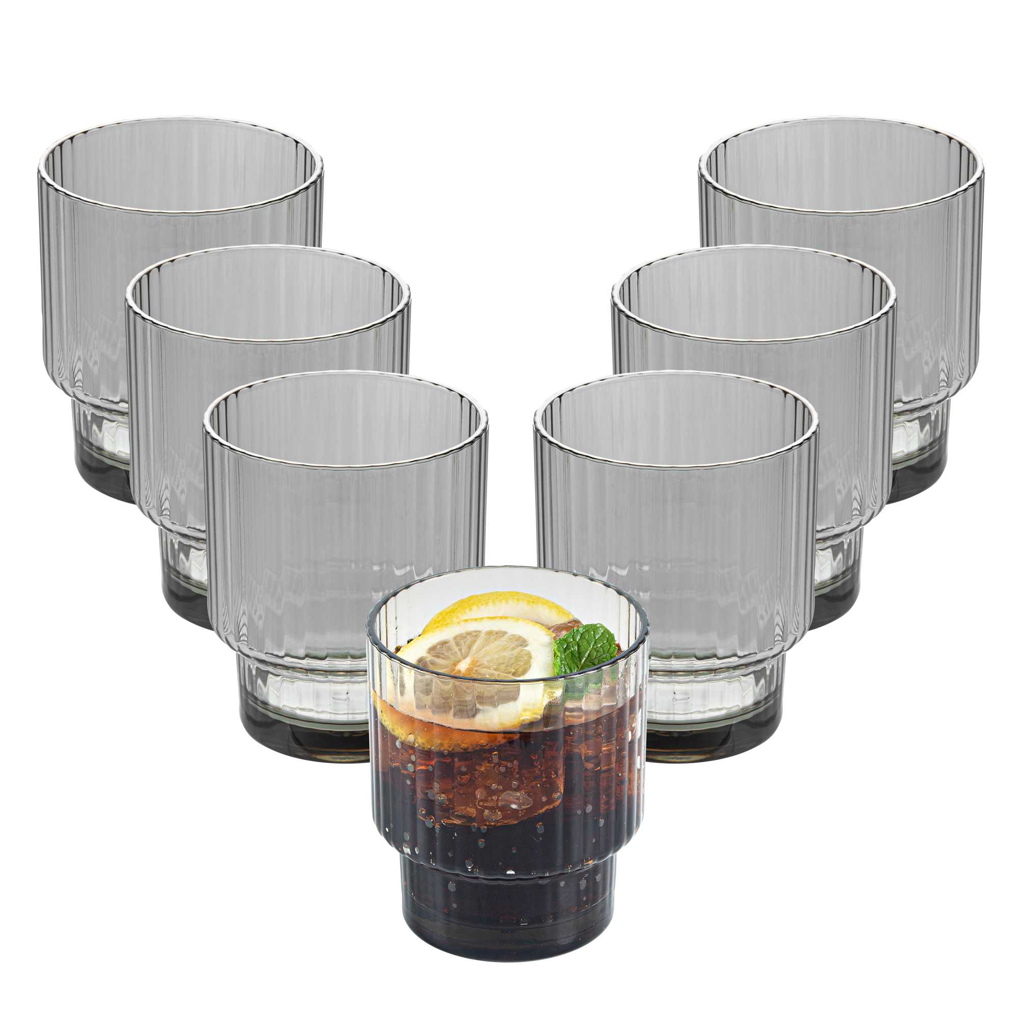Bev Tek 11 oz Gray SAN Plastic Tumbler - Stackable - 6 count box