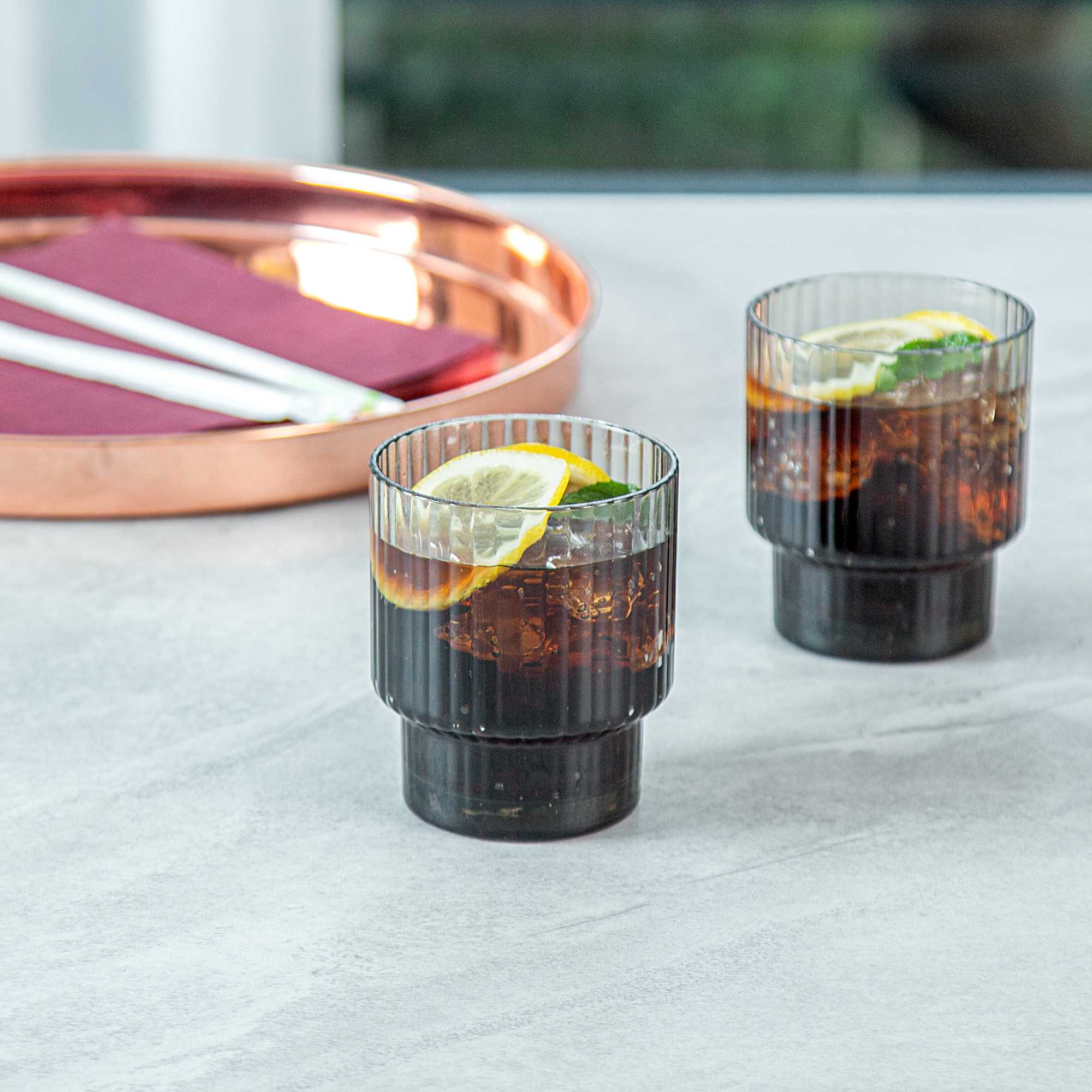 Bev Tek 11 oz Gray SAN Plastic Tumbler - Stackable - 6 count box