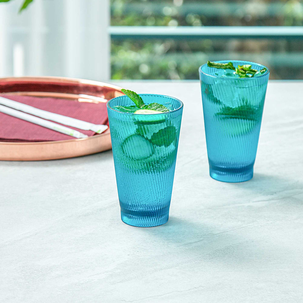 Bev Tek 14 oz Blue SAN Plastic Tumbler - 6 count box