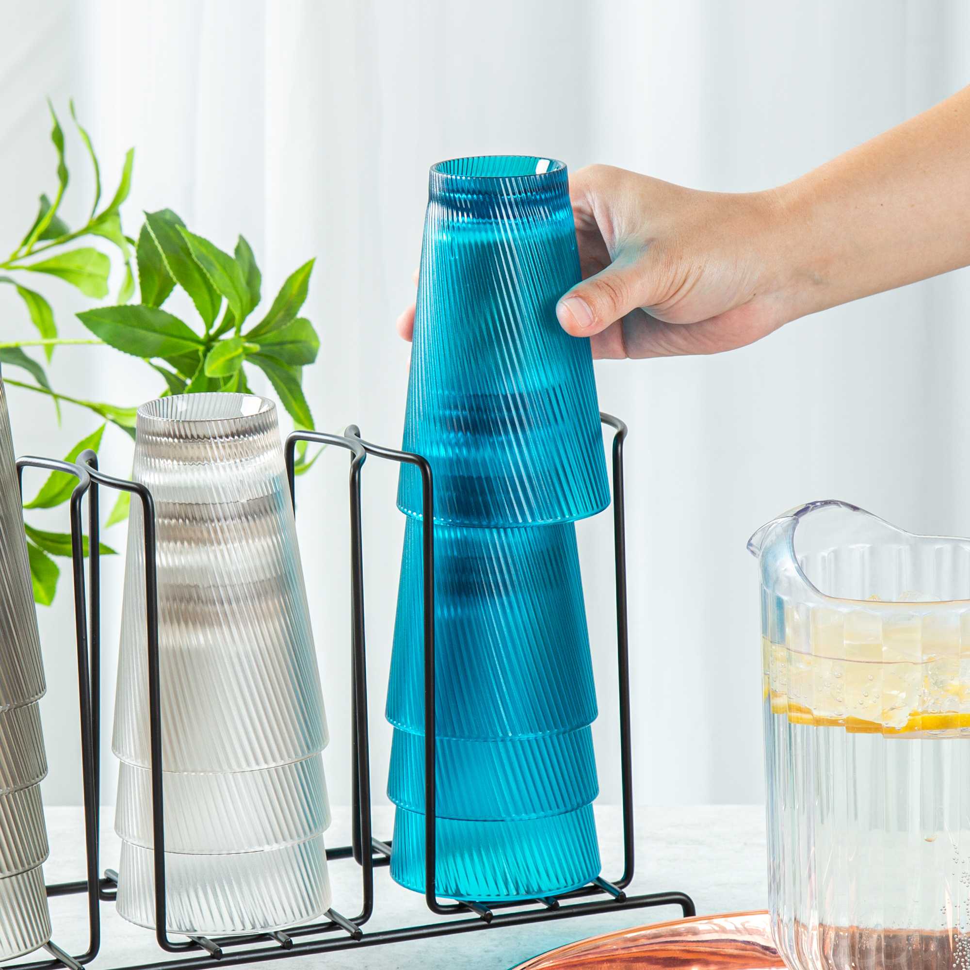Bev Tek 14 oz Blue SAN Plastic Tumbler - 6 count box
