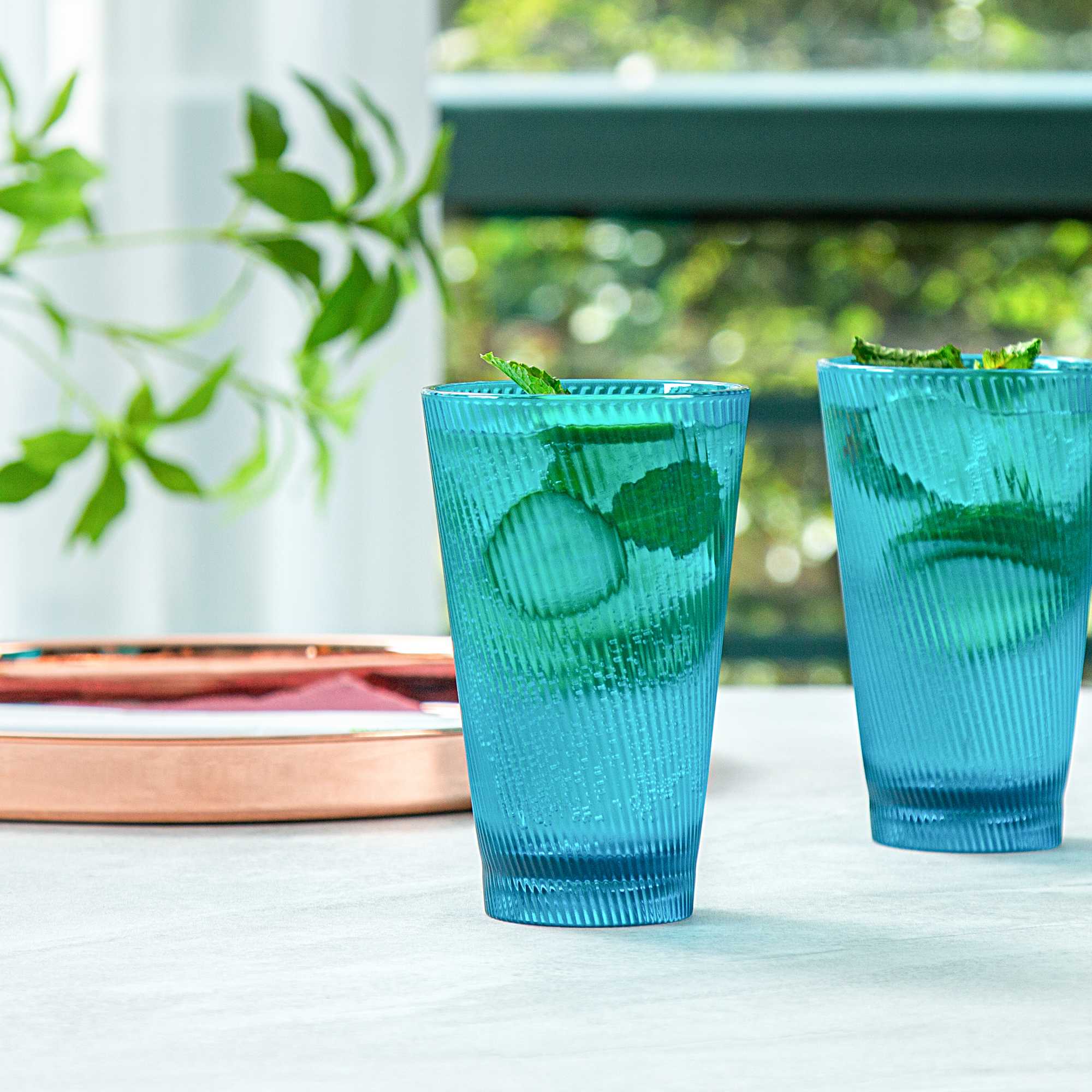 Bev Tek 14 oz Blue SAN Plastic Tumbler - 6 count box