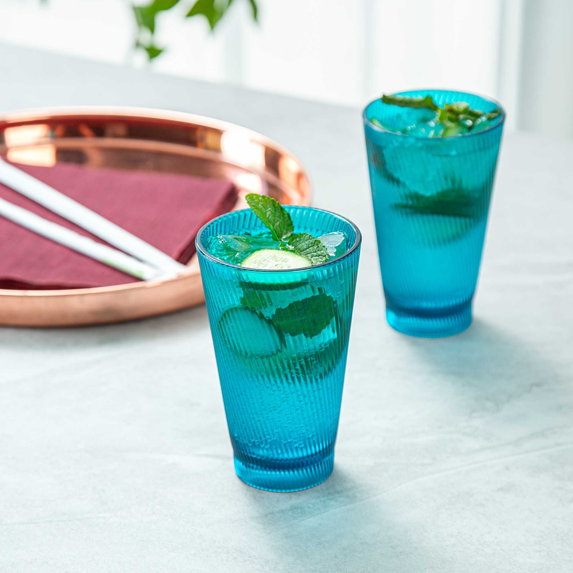 Bev Tek 14 oz Blue SAN Plastic Tumbler - 48 count box