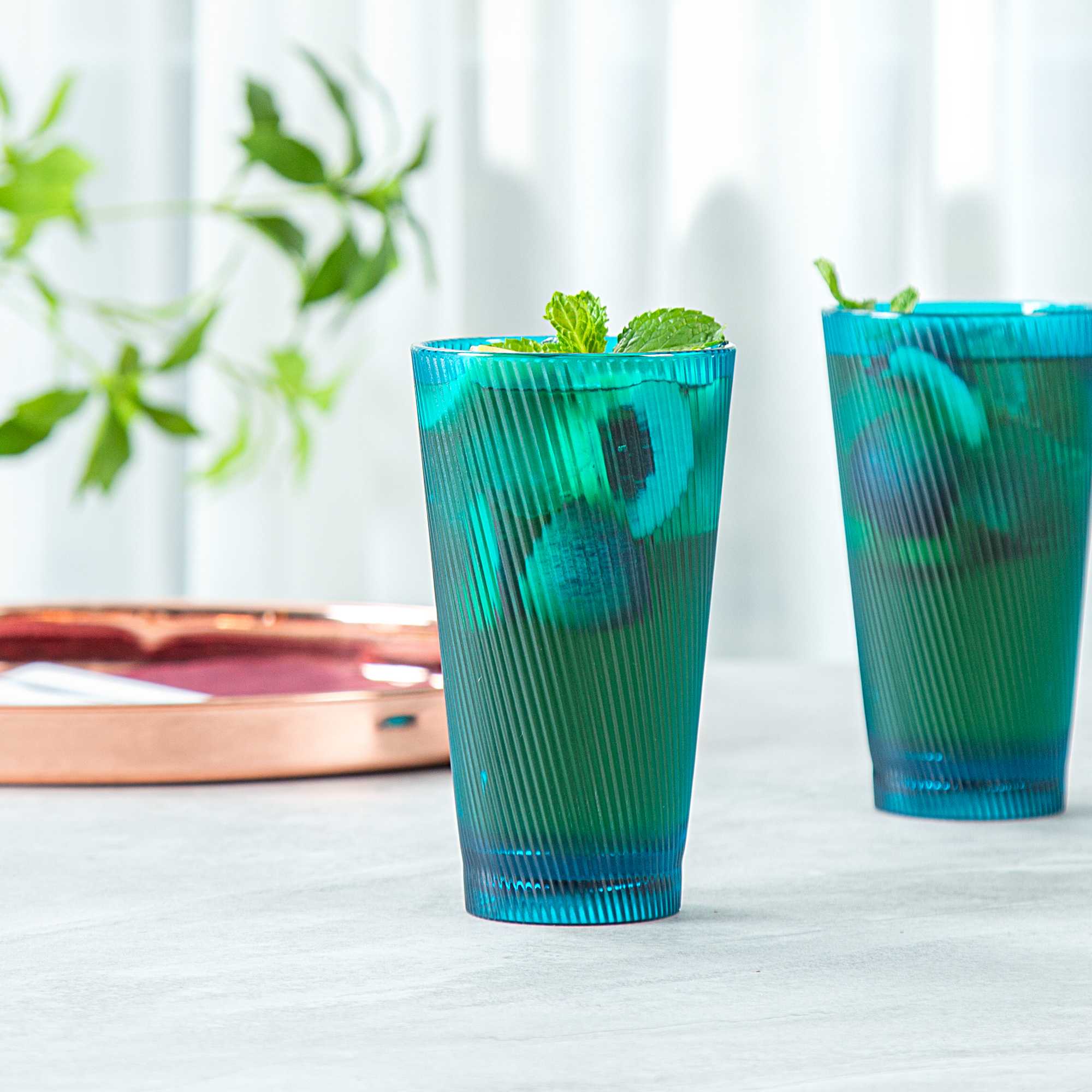 Bev Tek 16 oz Blue SAN Plastic Tumbler - 6 count box