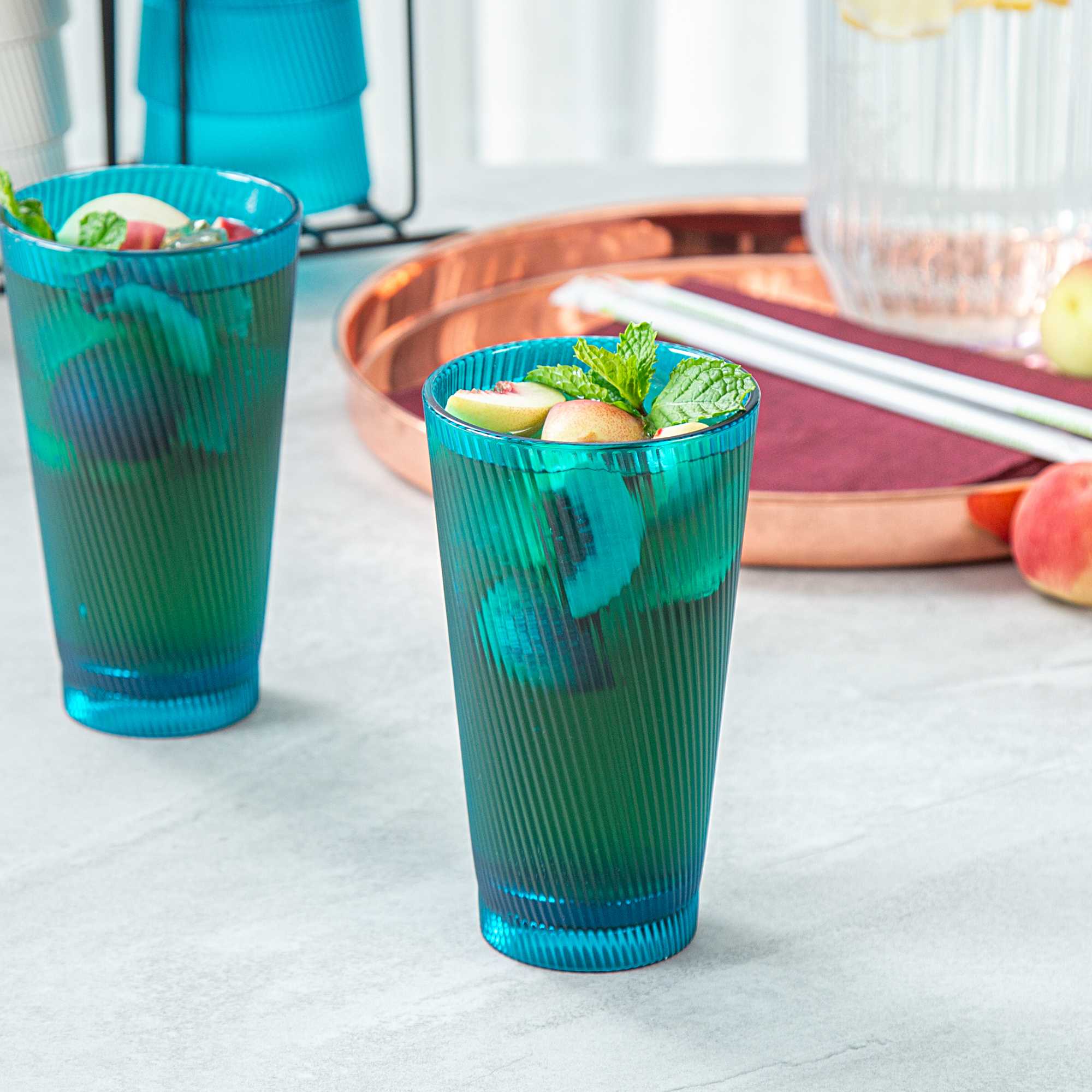 Bev Tek 16 oz Blue SAN Plastic Tumbler - 6 count box