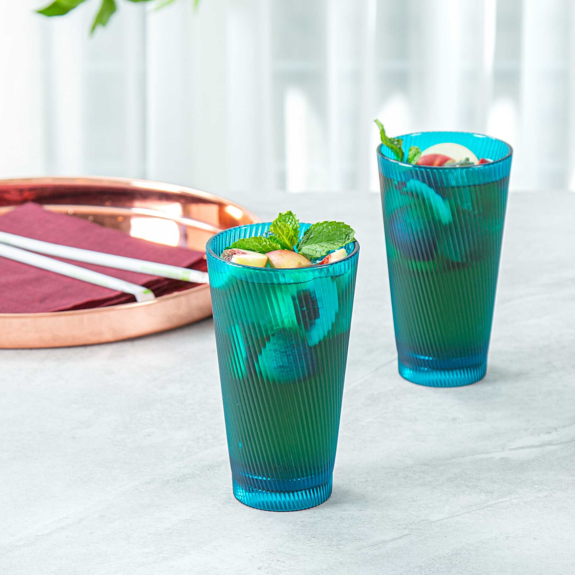 Bev Tek 16 oz Blue SAN Plastic Tumbler - 48 count box