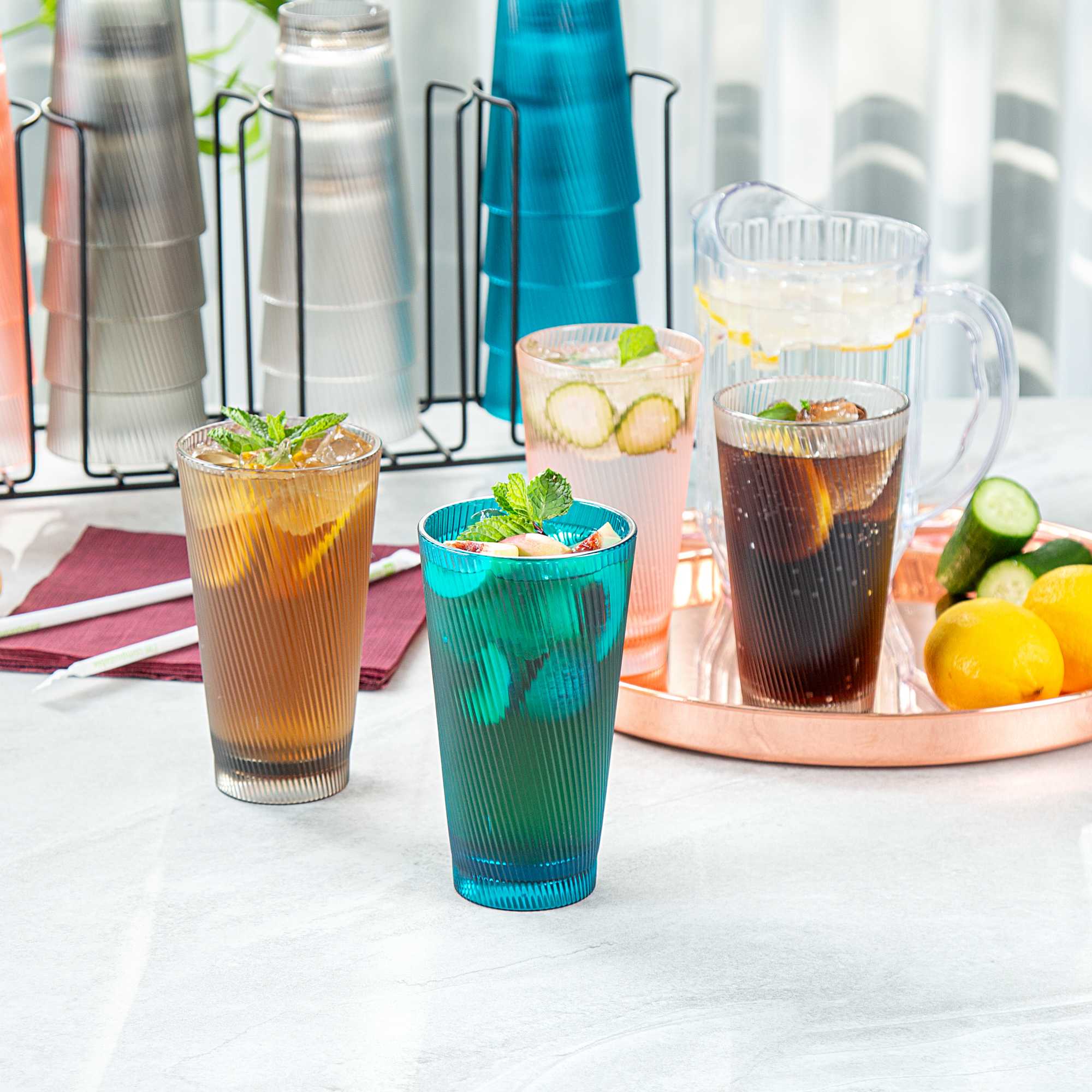 Bev Tek 16 oz Clear SAN Plastic Tumbler - 6 count box
