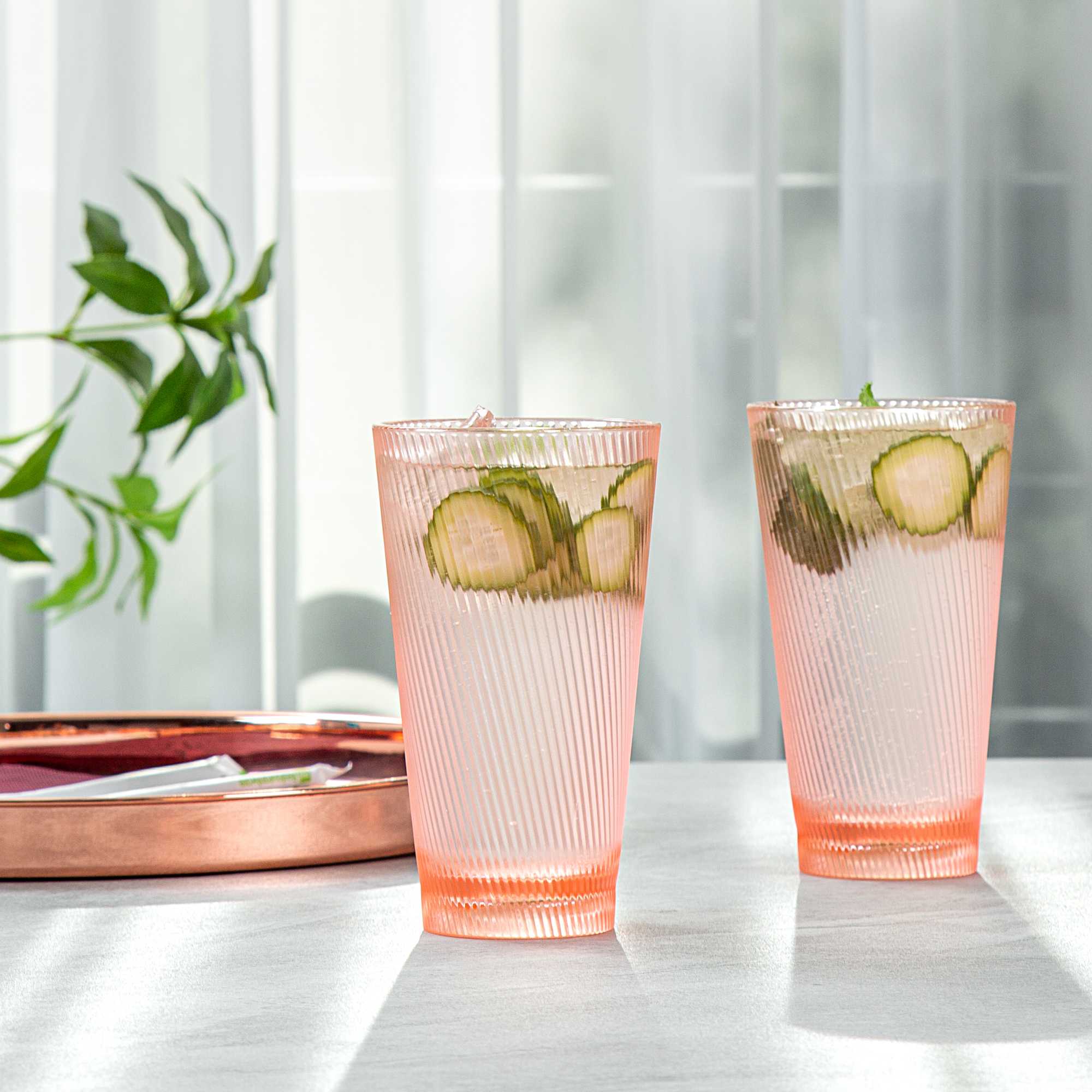 Bev Tek 16 oz Pink SAN Plastic Tumbler - 6 count box